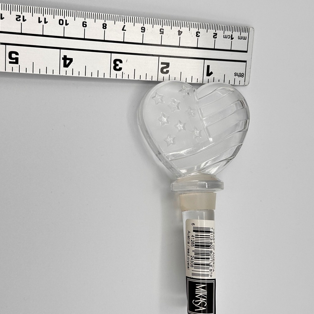 Mikasa Heart of America Lead Crystal Bottle Stopper Patriotic USA Flag Design - Picture 8 of 10